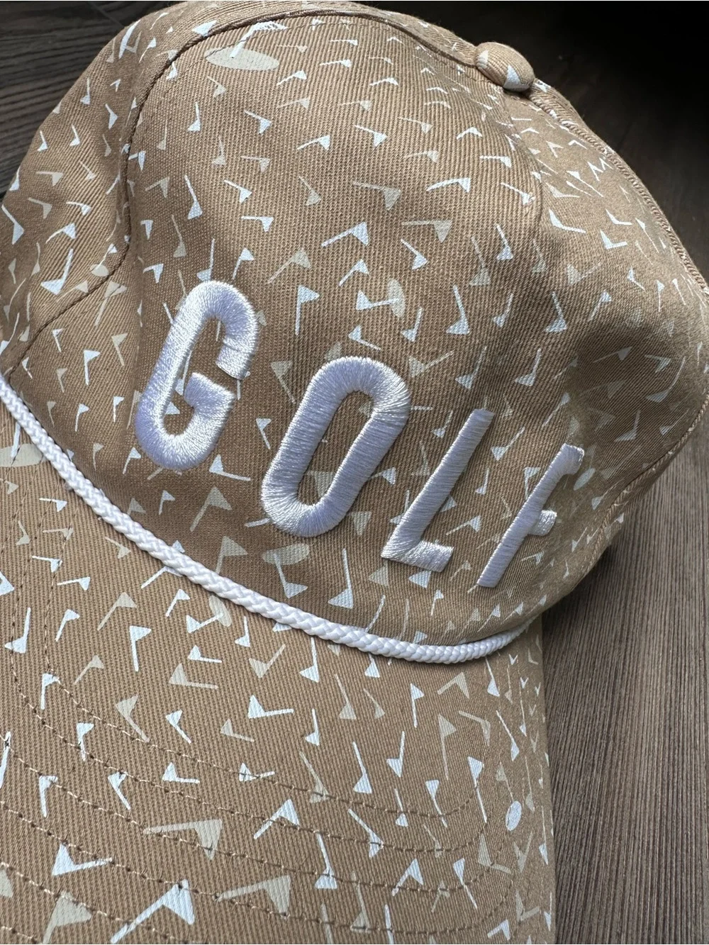 Adidas Golf Snapback Hat Tan White Print Adjustable One Size EUC